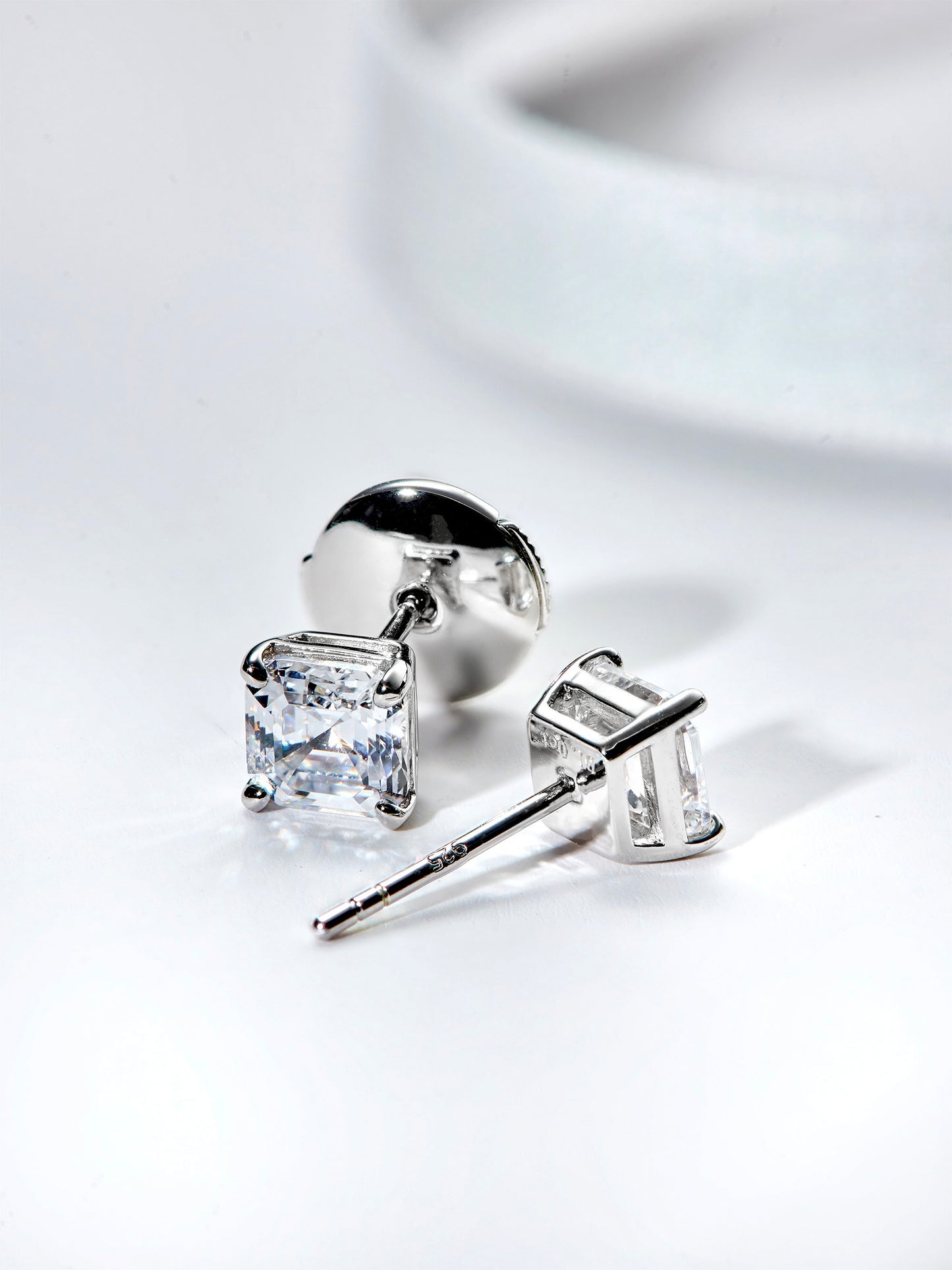 Asscher cut stud earrings