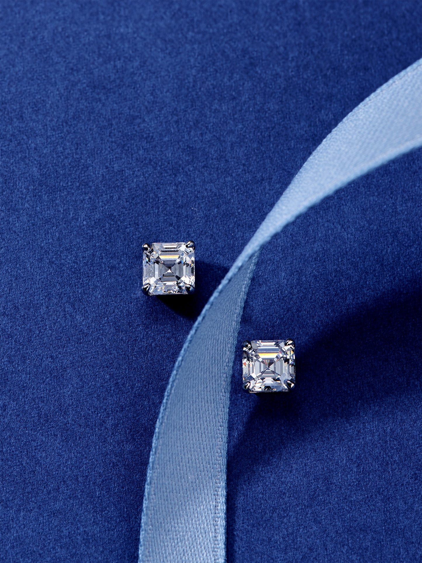 Asscher cut stud earrings