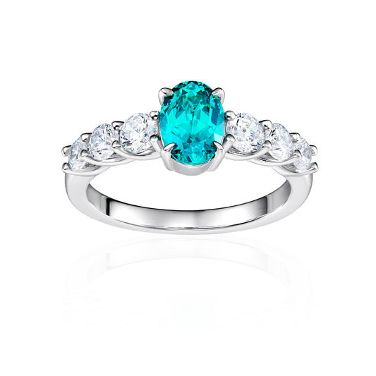 lab grown Paraiba row ring