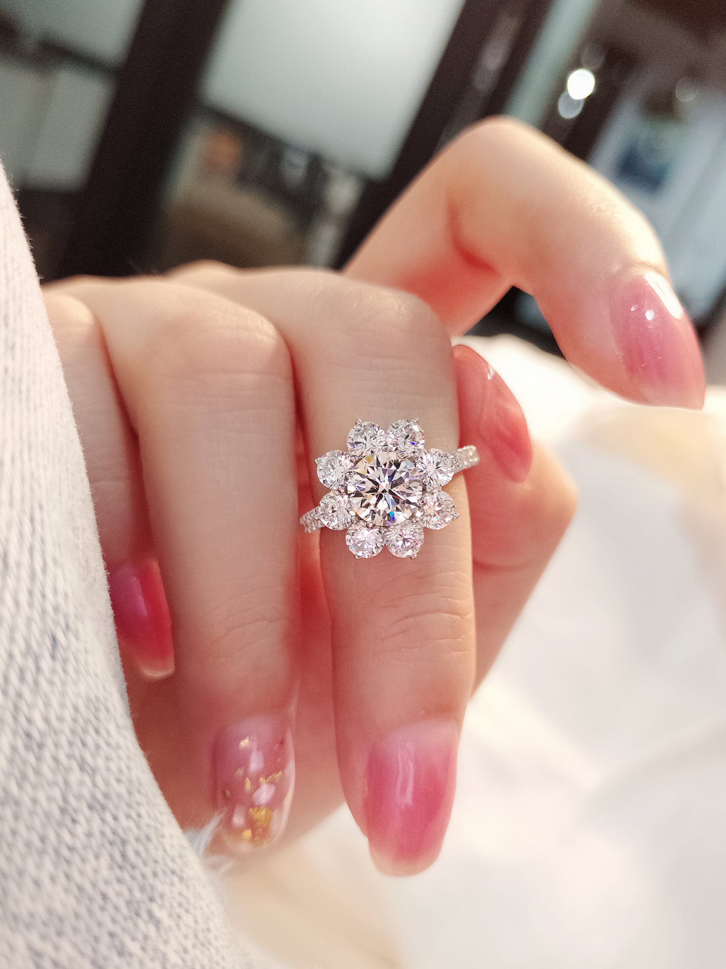 sunflower diamond ring 1ct