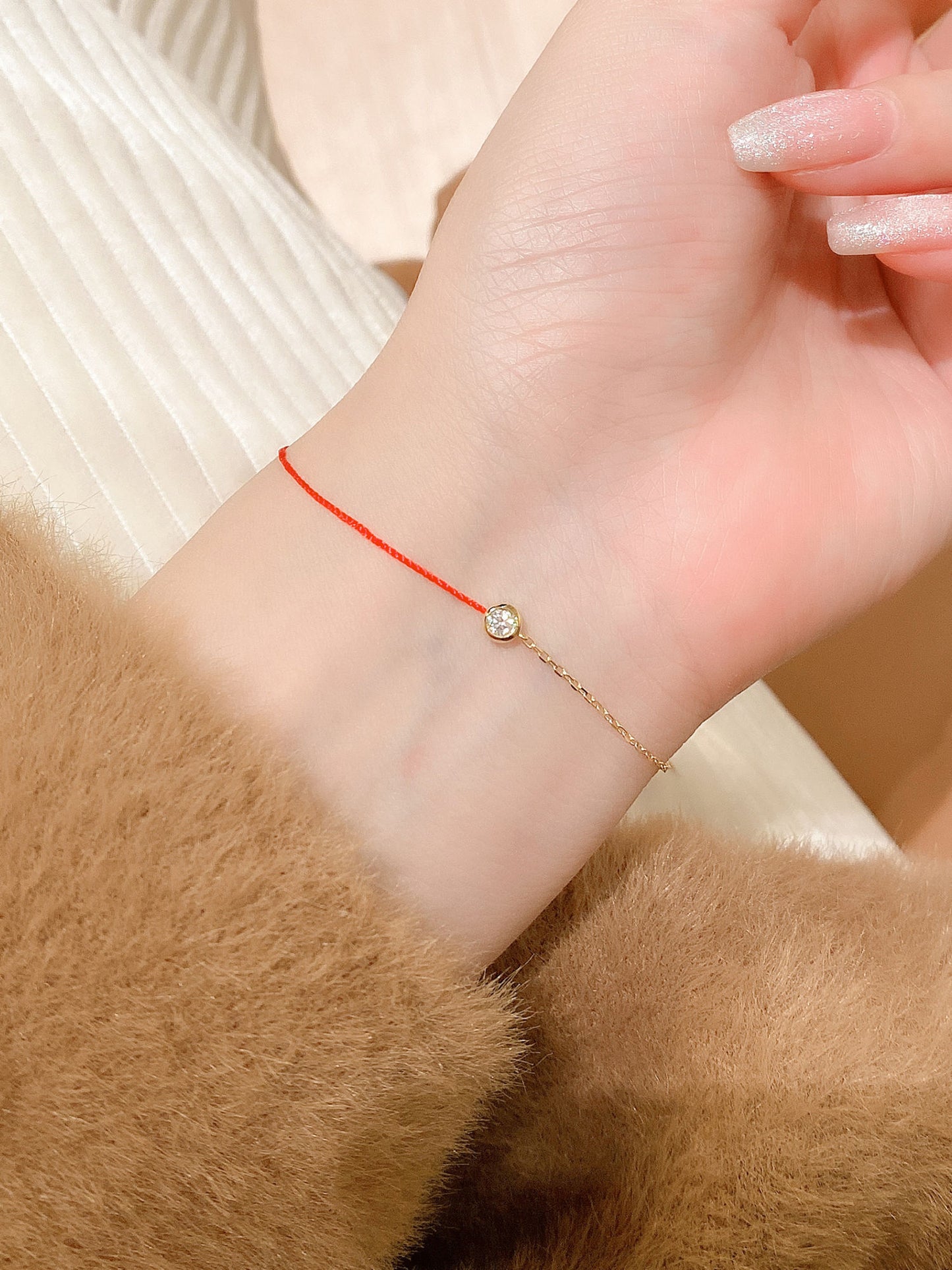 Red rope diamond bracelet