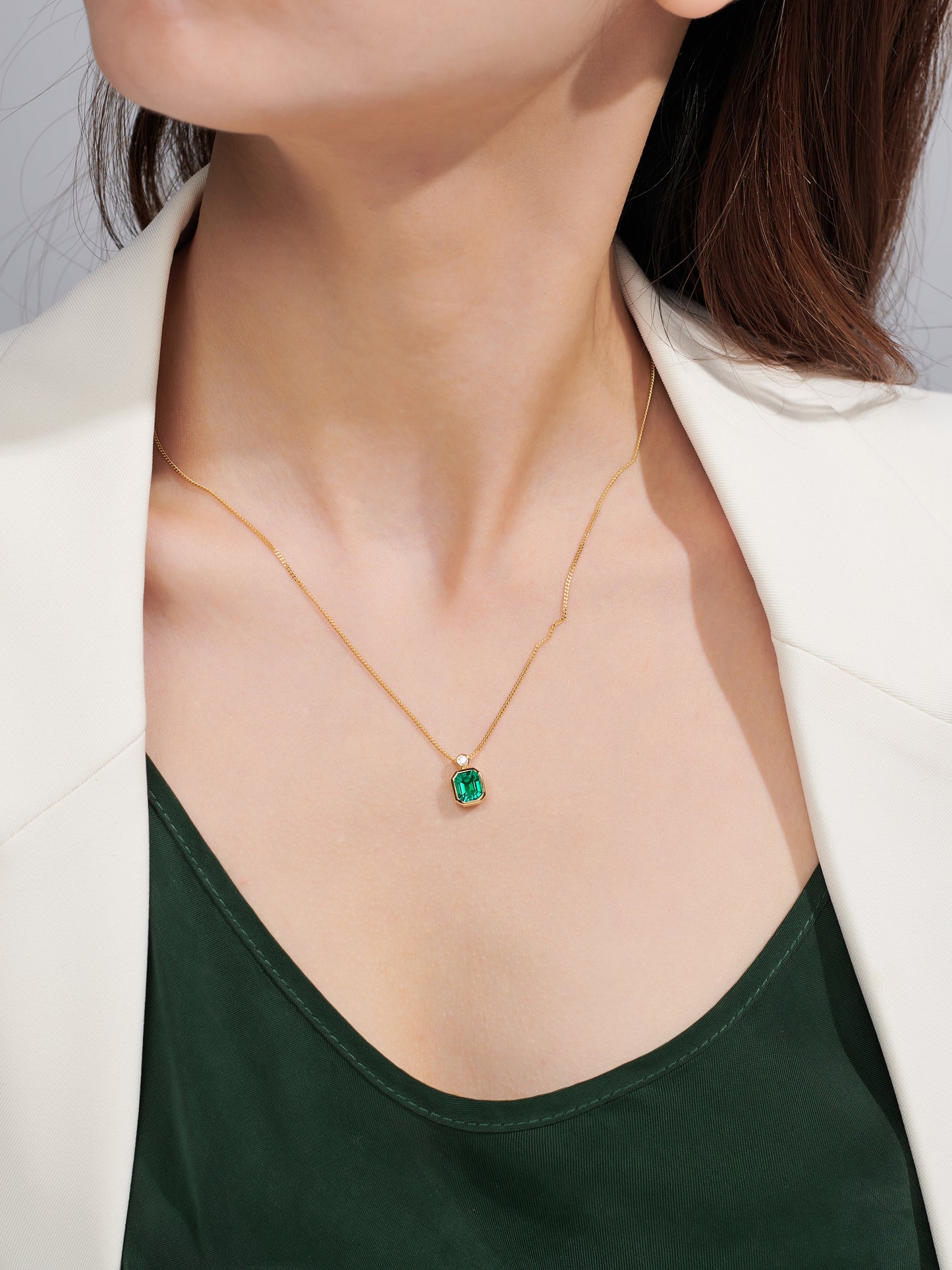 lab grown Emerald necklace